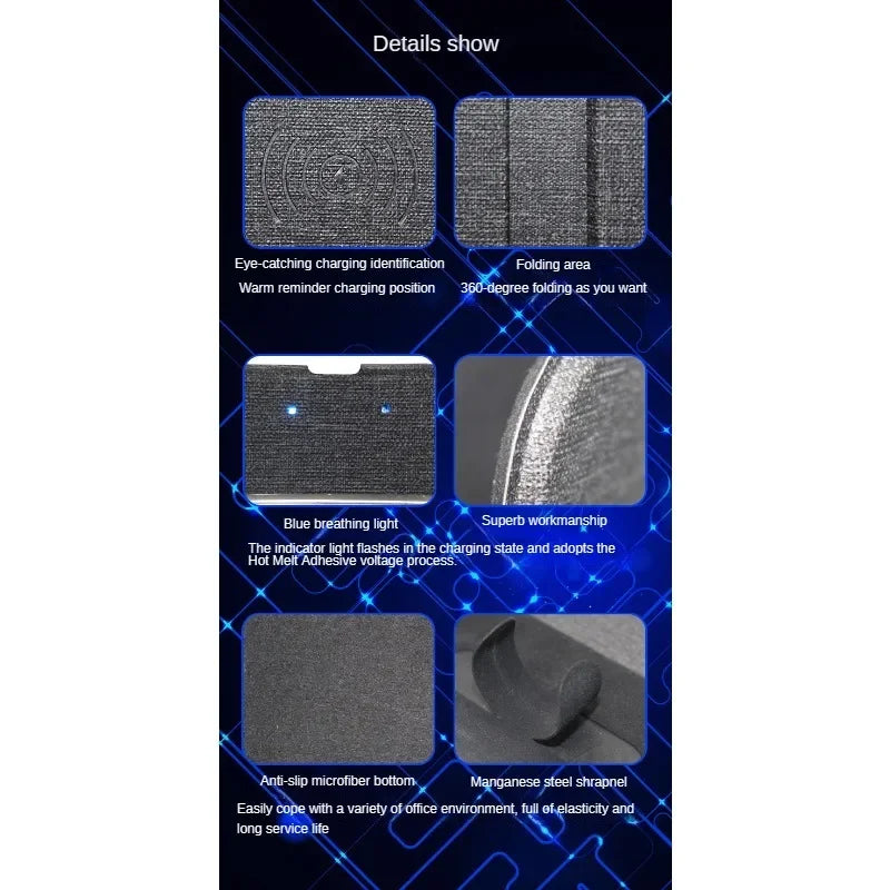 Tapis de souris haut de gamme avec chargeur sans fil Qi pour Apple iPhone 15 14 13 12 11 Pro Max Plus Mini, iOS, Watch, AirPods, Android, Samsung Galaxy, Xiaomi, Huawei : USB-C, support de téléphone portable, PU 2 en 1 Tapis en cuir