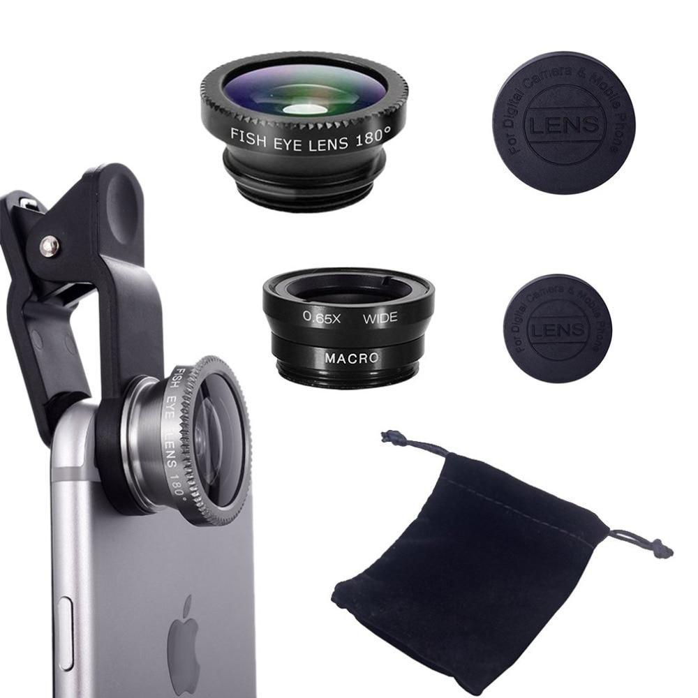 3-in-1 Hochwertiges Fisheye-Telefonobjektiv 0,67X Weitwinkel-Zoom Fish-Makro-Objektiv-Kamera-Kit mit Clip-Objektiv