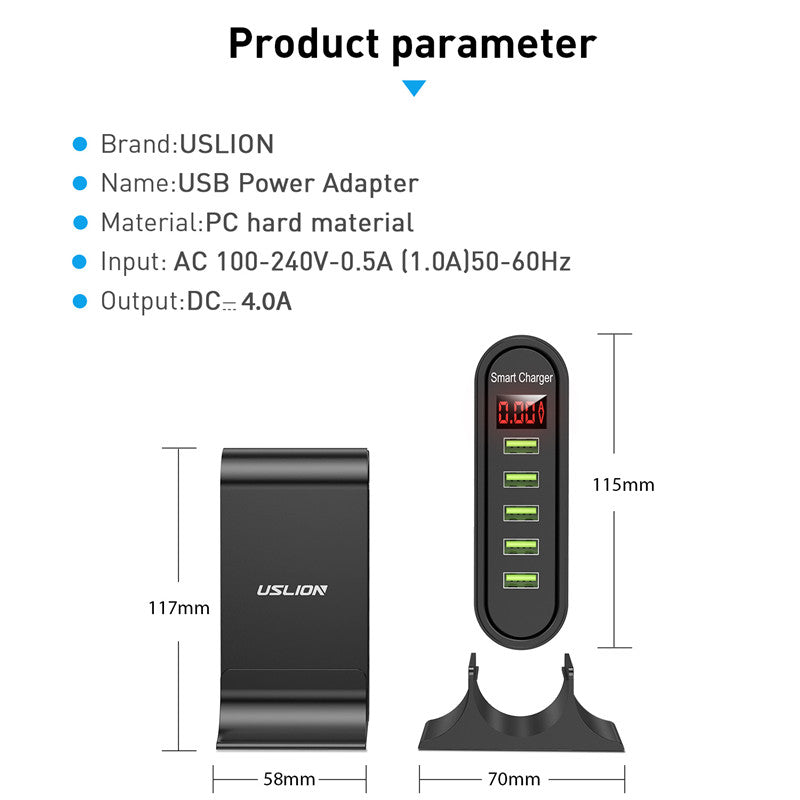 Chargeur rapide GaN 140 W : station de recharge de bureau haut de gamme | Station d'accueil pour station de charge 5 ports USB ASOMETECH | Ordinateur portable, MacBook, iPhone, Samsung