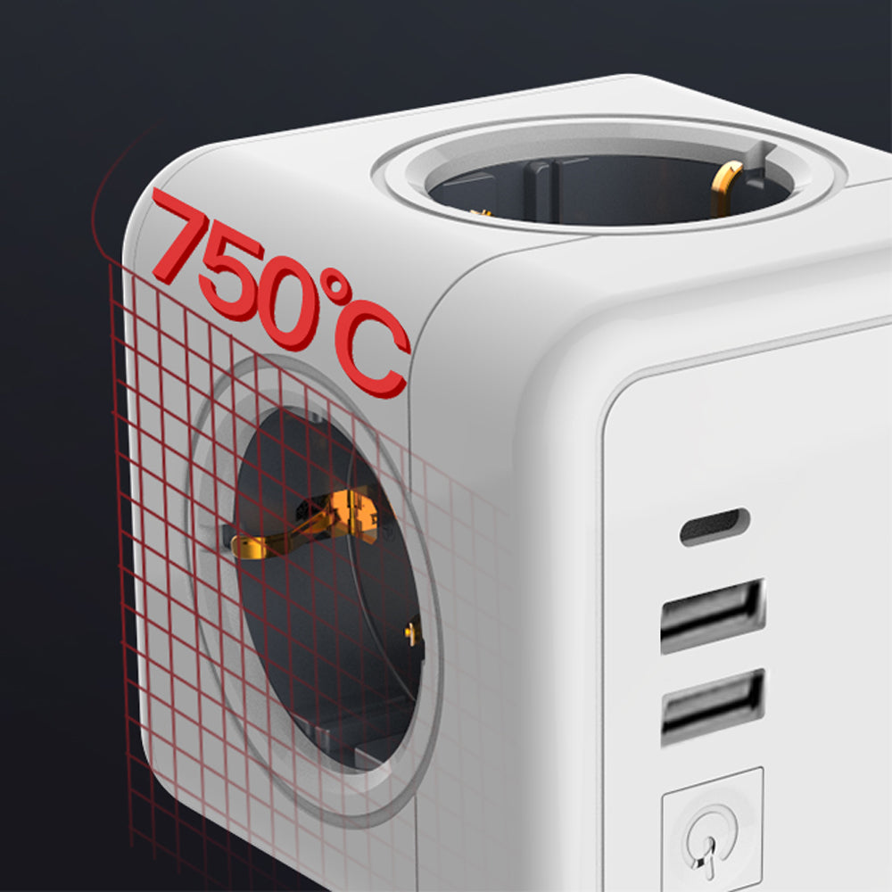 Multiprise premium : 4 prises AC, 3 ports USB, 1 multiprise Type-C avec câble tressé 2m/3m et interrupteur pour la maison