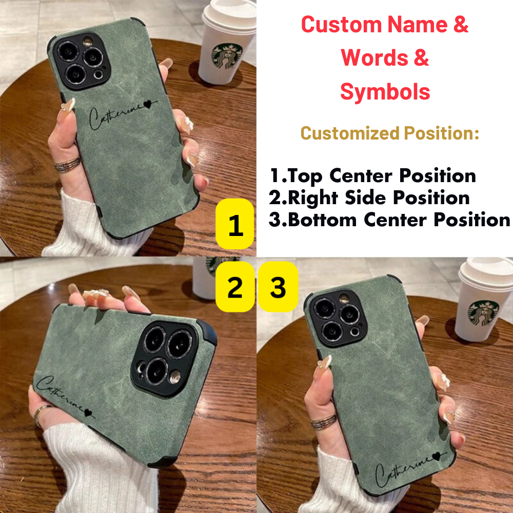 Étui Apple iPhone de luxe personnalisé en cuir d'agneau | Nom personnalisé | Étui MagSafe avec protection d'appareil photo pour iPhone 13 14 15 Pro Max Plus