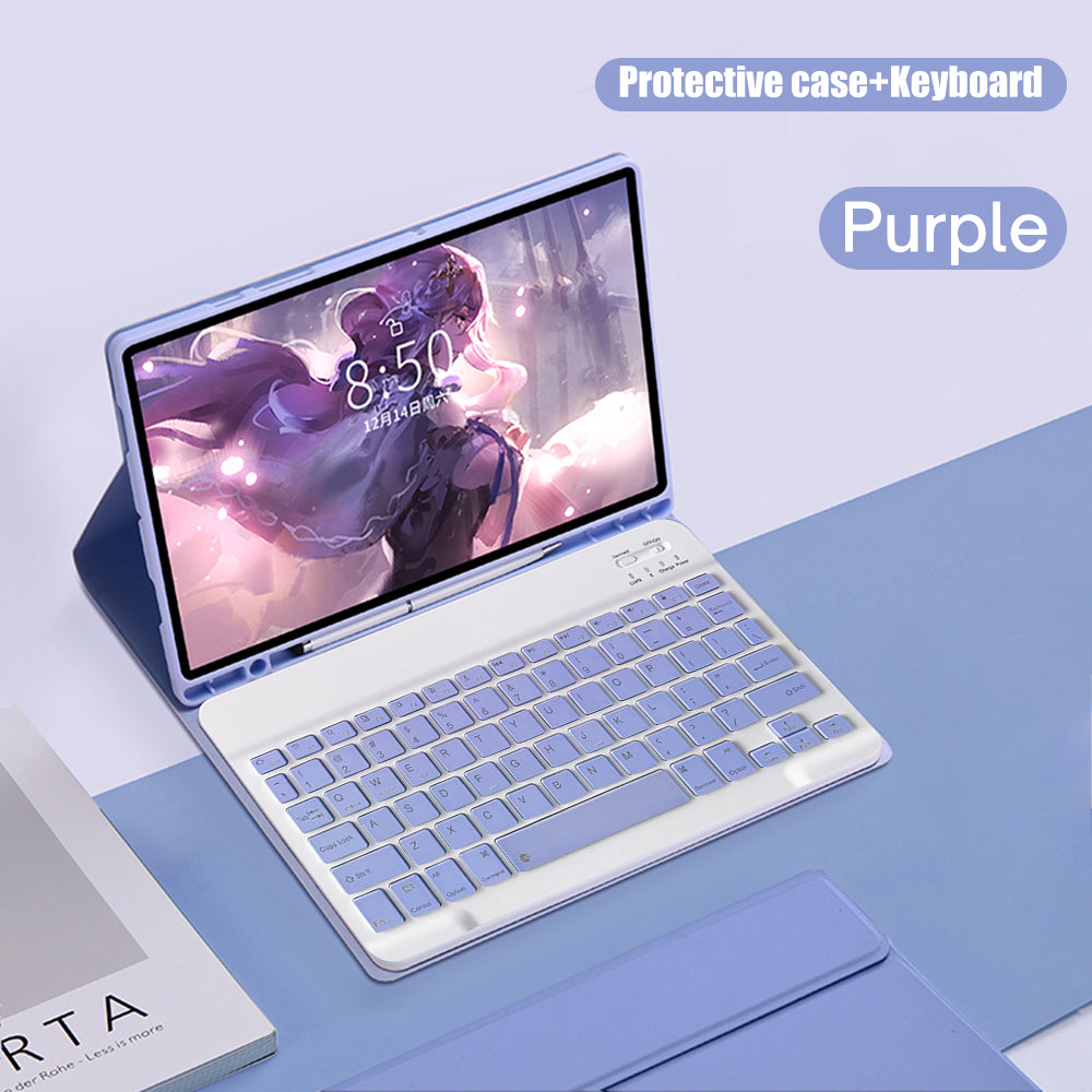 Hochwertige Hülle für Samsung Galaxy Tab S8 x700/x706, S7, S6 Lite, A7, A8: Drahtlose Maus und Tastatur, Robustes Gehäuse