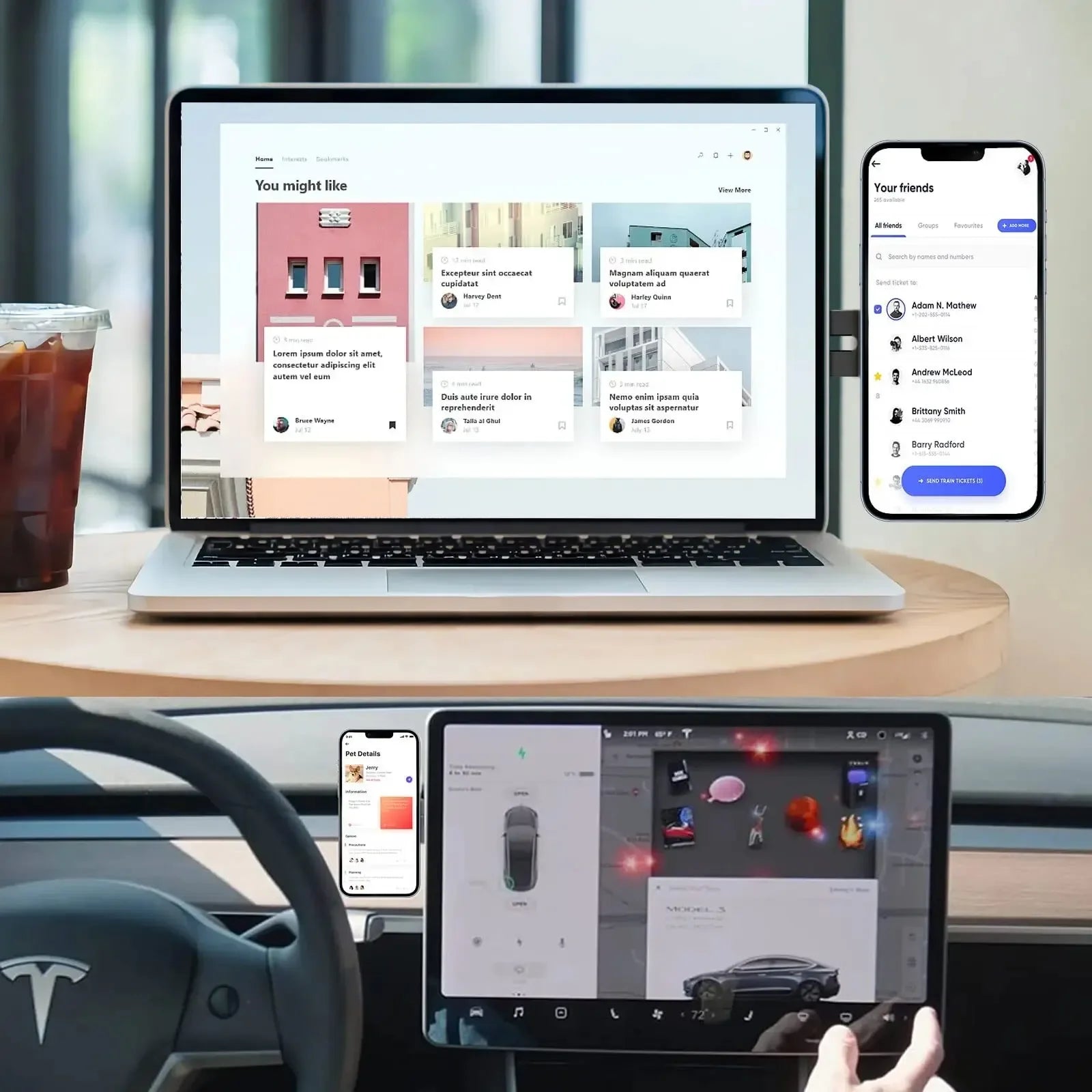 Hochwertiger Magnetischer Laptop-Telefon-Halter: Monitor-Seitenhalterung, schlank & faltbar, für Apple iPhone 15/14/13/12/11