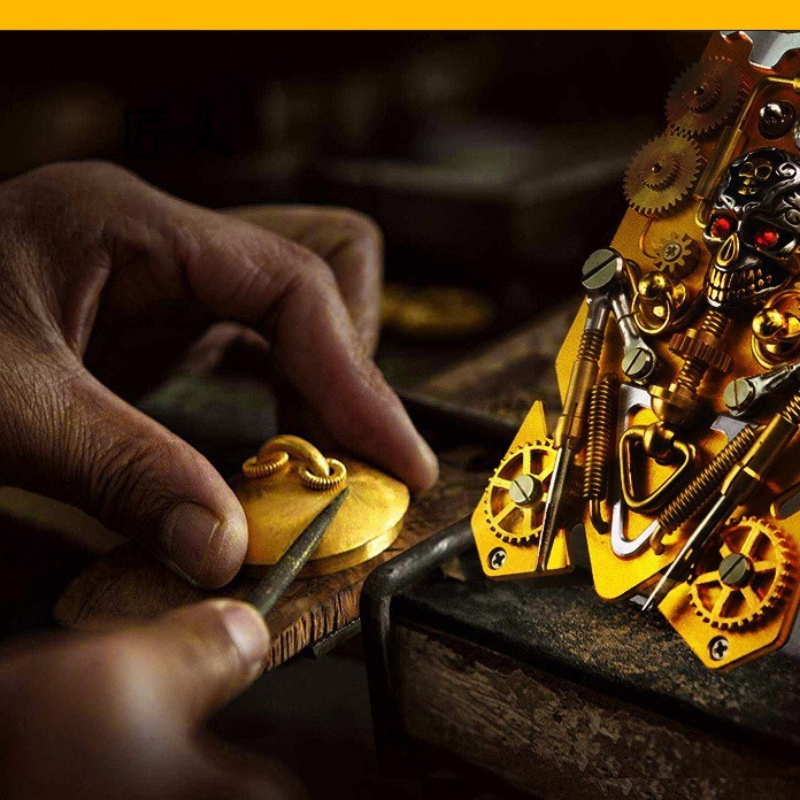 Premium Mechanical Gaming Design: Shockproof Metal iPhone Case with Gear Stand and MagSafe | Aluminum Cooling, Skull Compass Cover for Apple iPhone 16/15/14/13/12 Pro Max, Pro, Plus, e & Mini | 360-Degree All Around Camera Lens Protection