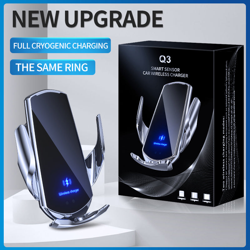 Téléphone sans fil pour voiture, chargeur rapide 30W | USB Type-C haut de gamme avec capteur infrarouge magnétique, écran LED et support de voiture - Compatible avec Apple iPhone, Android et Samsung