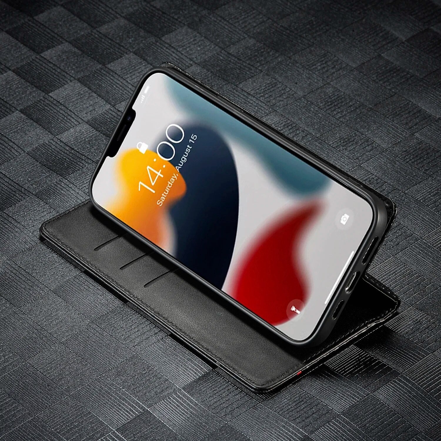 Premium Brieftasche aus Kohlefaser-Leder Hülle, MagSafe, Abdeckung, | iPhone 15 14 Pro Max 13 12 11 XS X 7 8 6S Plus XR SE - Magnetisches Flip-Book-Cover - Phone Heaven Zone