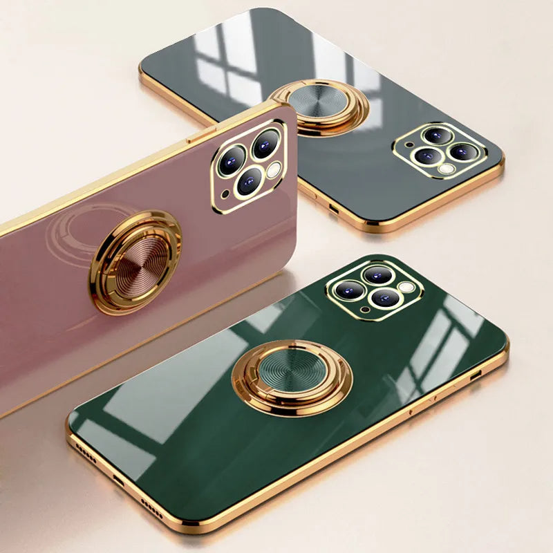 Apple iPhone 15/14/13/12/11 Pro Max | Luxus Silikon Magnetische Ring Abdeckung Hülle |  MagSafe, Abdeckung iPhone