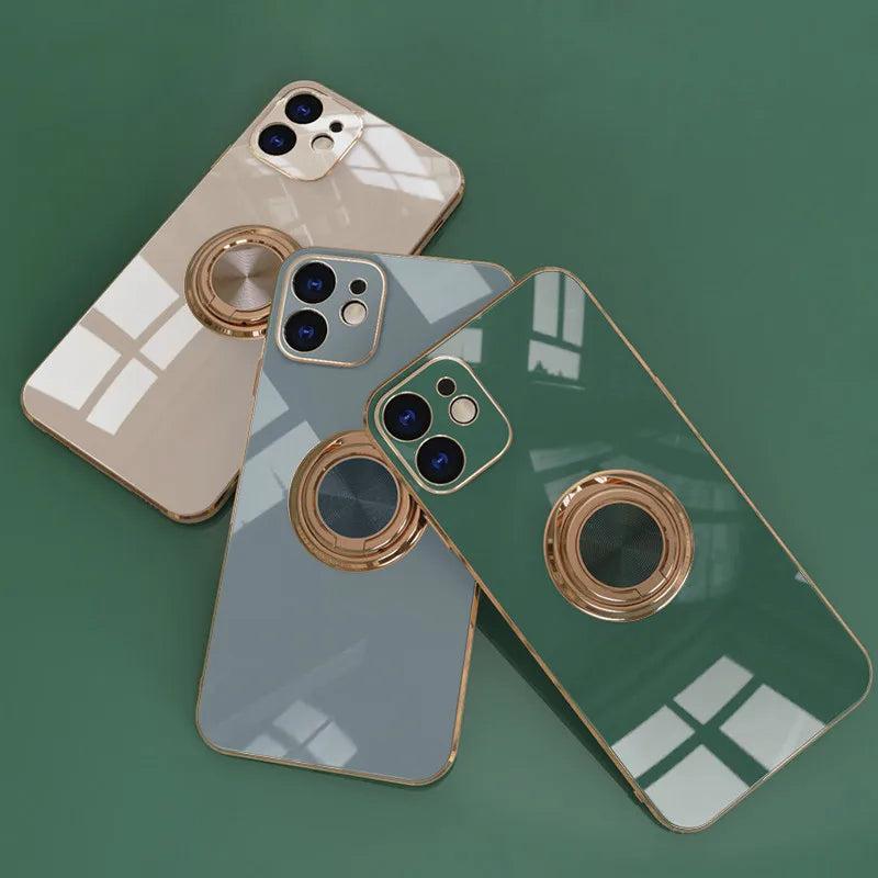 Apple iPhone 15/14/13/12/11 Pro Max | Luxus Silikon Magnetische Ring Abdeckung Hülle |  MagSafe, Abdeckung iPhone