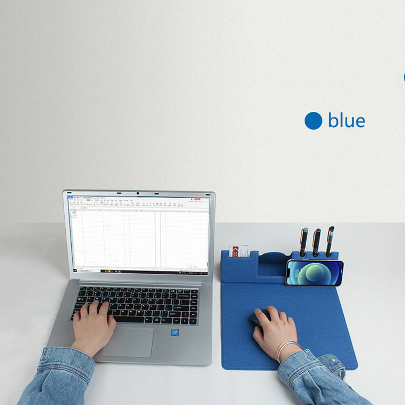 Tapis de souris haut de gamme avec chargeur sans fil Qi pour Apple iPhone 15 14 13 12 11 Pro Max Plus Mini, iOS, Watch, AirPods, Android, Samsung Galaxy, Xiaomi, Huawei : USB-C, support de téléphone portable, PU 2 en 1 Tapis en cuir