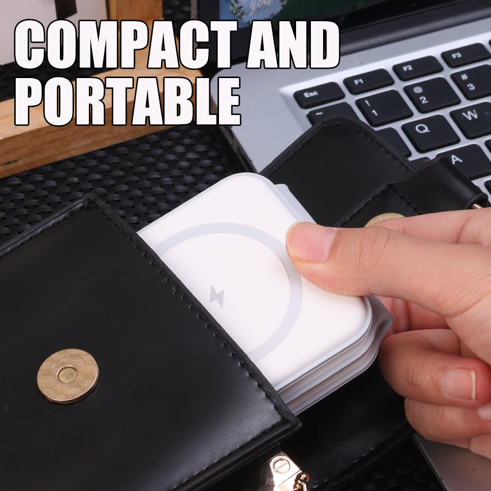 3-in-1 Foldable Fast Charging Station, Double Magnetic 15W Wireless Charger MagSafe | Portable Docking Station for Smartphones, Apple iPhone, Samsung, iOS & Android, AirPods, Watch