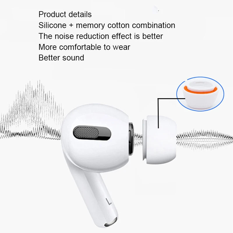 Embouts auriculaires en mousse à mémoire de forme et coussinets en silicone de qualité supérieure pour Apple AirPods Pro, 1, 2, 3 : remplacement en tailles XS, S, M, L - Embouts auriculaires haut de gamme confortables