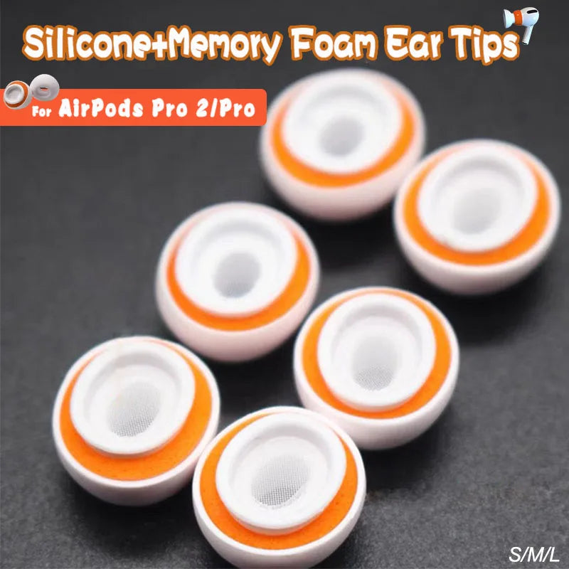 Embouts auriculaires en mousse à mémoire de forme et coussinets en silicone de qualité supérieure pour Apple AirPods Pro, 1, 2, 3 : remplacement en tailles XS, S, M, L - Embouts auriculaires haut de gamme confortables
