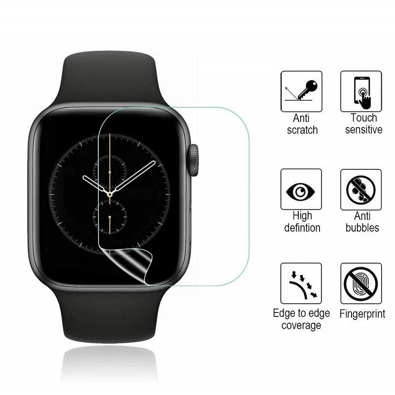 Displayschutzfolie für Apple Watch 44mm 40mm 45mm 41mm 38mm 42mm iWatch 6 SE 5 4 | Hochwertige HD Glasfolie, Schutzfilm