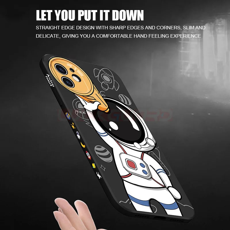 Étui iPhone Lanyard astronaute de haute qualité | Étui MagSafe avec housse de protection pour appareil photo | Coque blindée avec pare-chocs en silicone souple comme coque pour téléphone portable Apple iPhone 15/14/13/12 Pro Max Plus