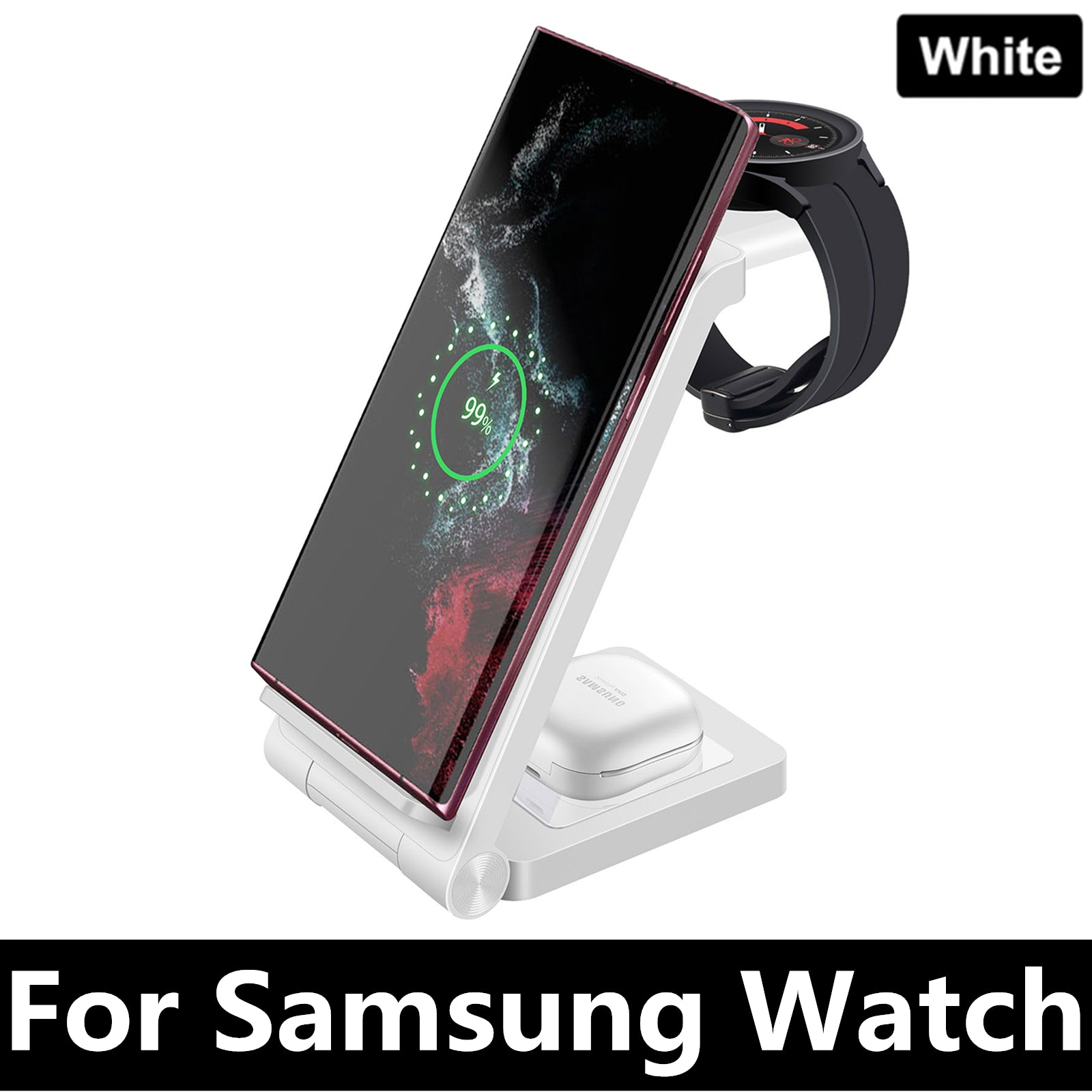 Station de charge rapide 3 en 1 haut de gamme 25 W | Chargeur sans fil pour Apple iPhone, montre, AirPods, Galaxy Buds, écouteurs | Station de recharge rapide sans fil