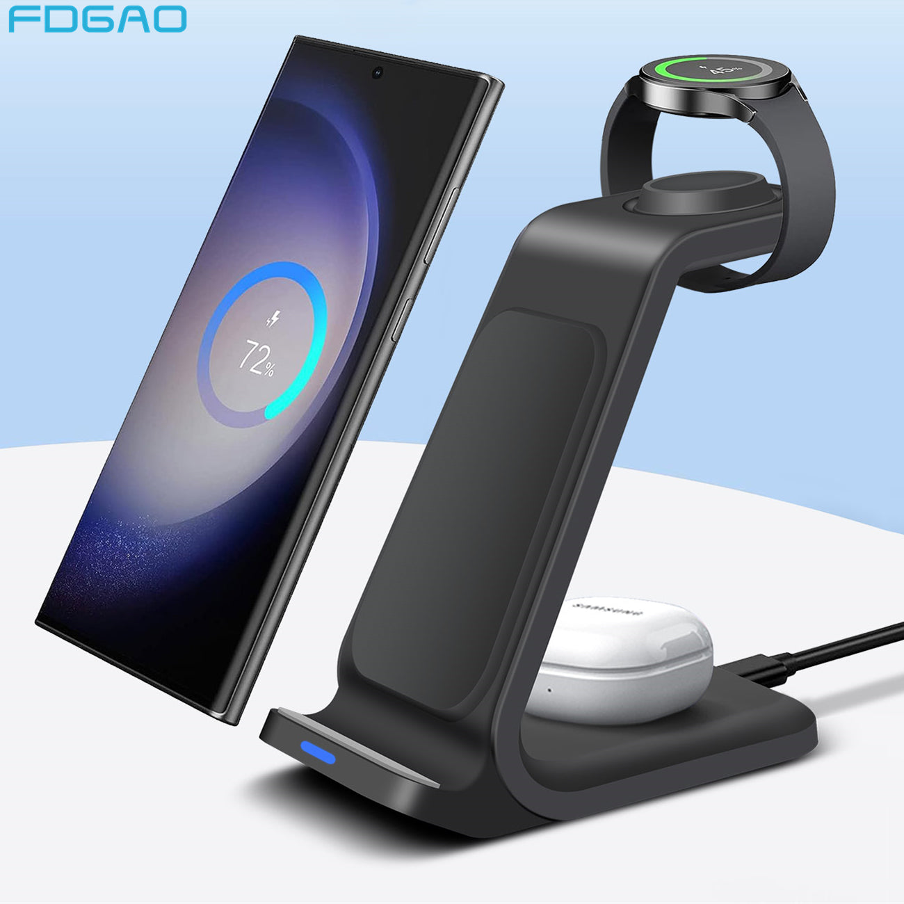3-in-1 Wireless Charging Station Smartphones, Apple iPhone, Samsung, iOS & Android Watch, AirPods Charger | Magnetic Fast Charging Docking Station 20W Wireless Charging Stand