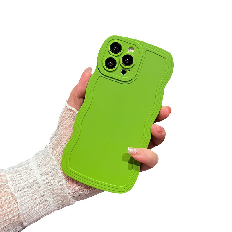 Premium Stylish Solid Color Curly Wave Design iPhone Case | MagSafe Case with Camera Lens Protector for Apple iPhone 16/15/14/13/12 Pro Max Plus Mini | Heavy Duty, Bumper Cover Phone Case | Premium Silicone Protective Cover