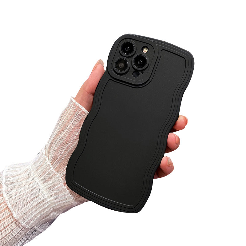 Premium Stylish Solid Color Curly Wave Design iPhone Case | MagSafe Case with Camera Lens Protector for Apple iPhone 16/15/14/13/12 Pro Max Plus Mini | Heavy Duty, Bumper Cover Phone Case | Premium Silicone Protective Cover