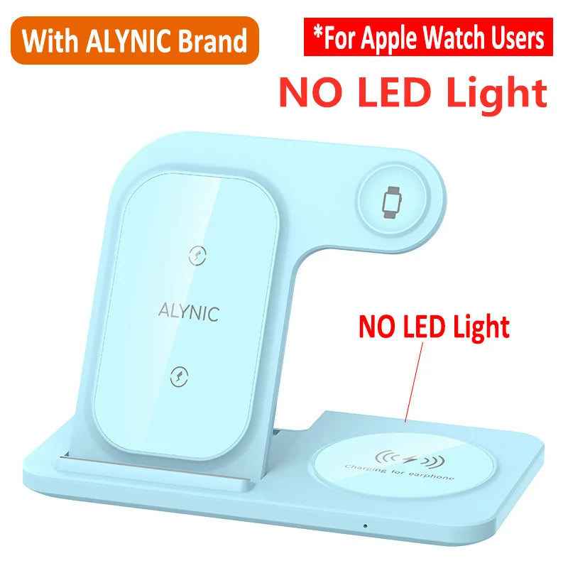 Station de charge rapide sans fil 3 en 1 Chargeur pliable 30 W Support de charge LED : Station de charge Station d'accueil MagSafe pour Apple iPhone, montre, AirPods