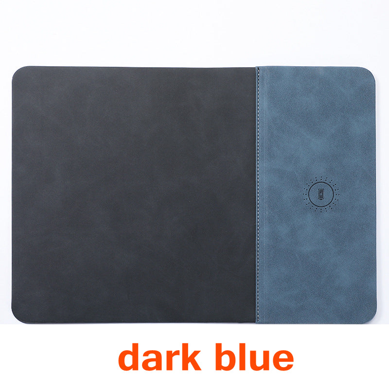 Tapis de souris haut de gamme avec chargeur sans fil Qi pour Apple iPhone 15 14 13 12 11 Pro Max Plus Mini, iOS, Watch, AirPods, Android, Samsung Galaxy, Xiaomi, Huawei : USB-C, support de téléphone portable, PU 2 en 1 Tapis en cuir