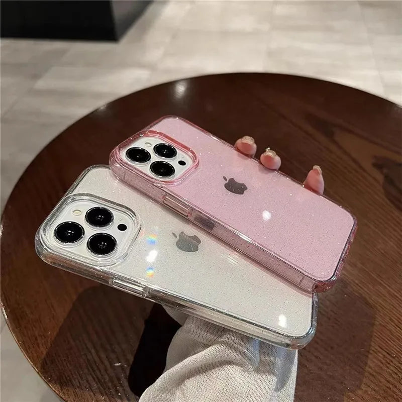 Étui antichoc transparent de luxe Bling Glitter pour Apple iPhone | Élégant et protecteur