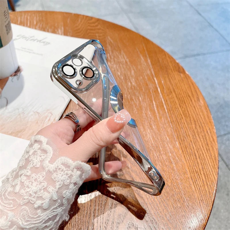 Coque iPhone antichoc couverte de luxe avec MagSafe | Verre transparent, protection améliorée de l'appareil photo et coque élégante en silicone.