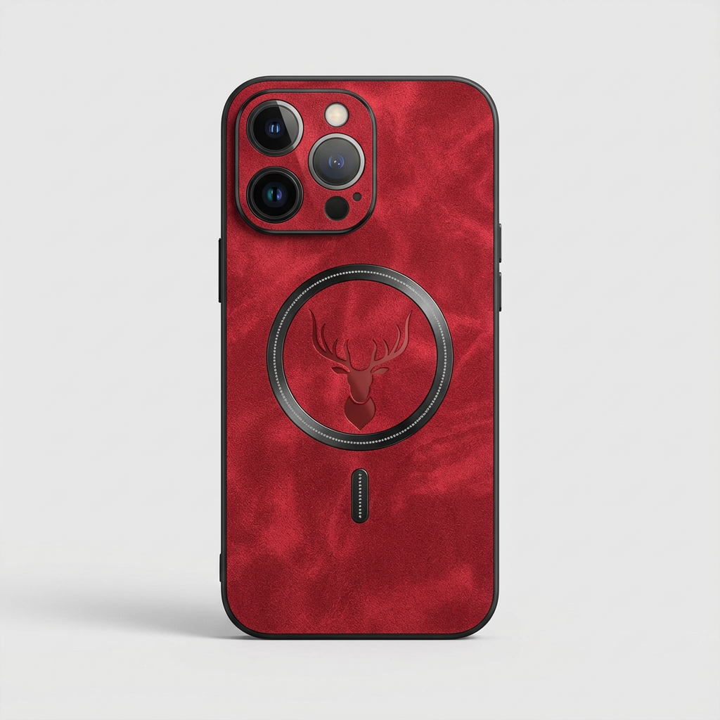 Luxus Hirschleder Apple iPhone Hülle | MagSafe Case mit Kameralinsenschutz, Magnetische Kabellose Stoßfeste Handyschutzhülle | Premium Sturzsicherer Bumper-Cover für iPhone 17/17 Air, 16/16e, 15, 14, 13 Pro Max Plus