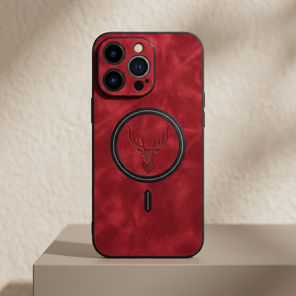 Luxus Hirschleder Apple iPhone Hülle | MagSafe Case mit Kameralinsenschutz, Magnetische Kabellose Stoßfeste Handyschutzhülle | Premium Sturzsicherer Bumper-Cover für iPhone 17/17 Air, 16/16e, 15, 14, 13 Pro Max Plus