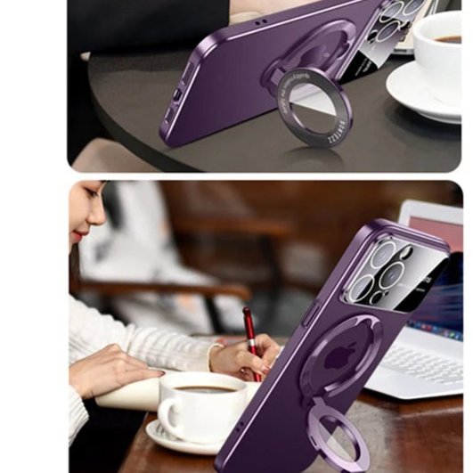 Luxury Ultra-Thin Matte iPhone Case with Ring Holder, Stand, and Camera Lens Cover | MagSafe Compatible with Wireless Fast Charging for Apple iPhone 16/15/14/13/12 Pro Max Plus Mini | Hard PC Armor Case, Shockproof