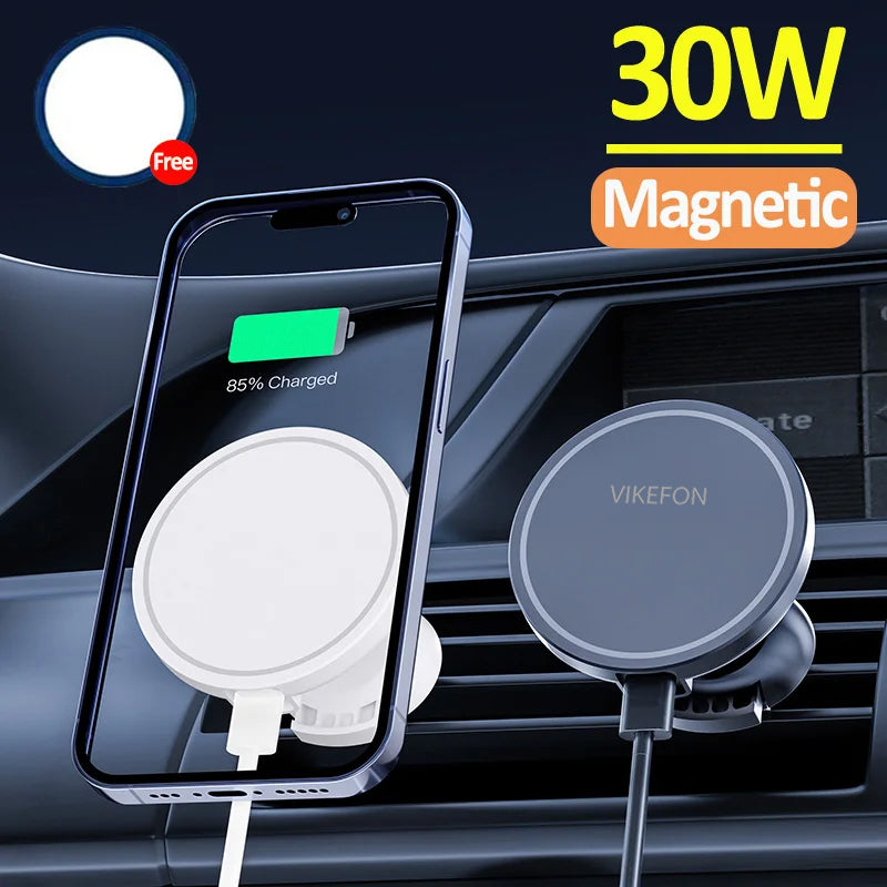Chargeur sans fil magnétique de voiture 30W de haute qualité avec support de téléphone pour Apple iPhone 15, 14,13, 12 Pro Max Plus Mini | Station de recharge rapide et support voiture