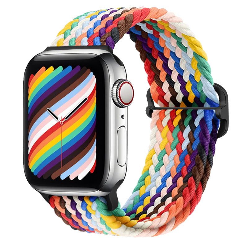 Luxus Nylon geflochtene Solo-Schlaufe für Apple Watch Armband 45mm 44mm 40mm Serie 9 8 7 6 5 4 SE2 Ultra | Verstellbares