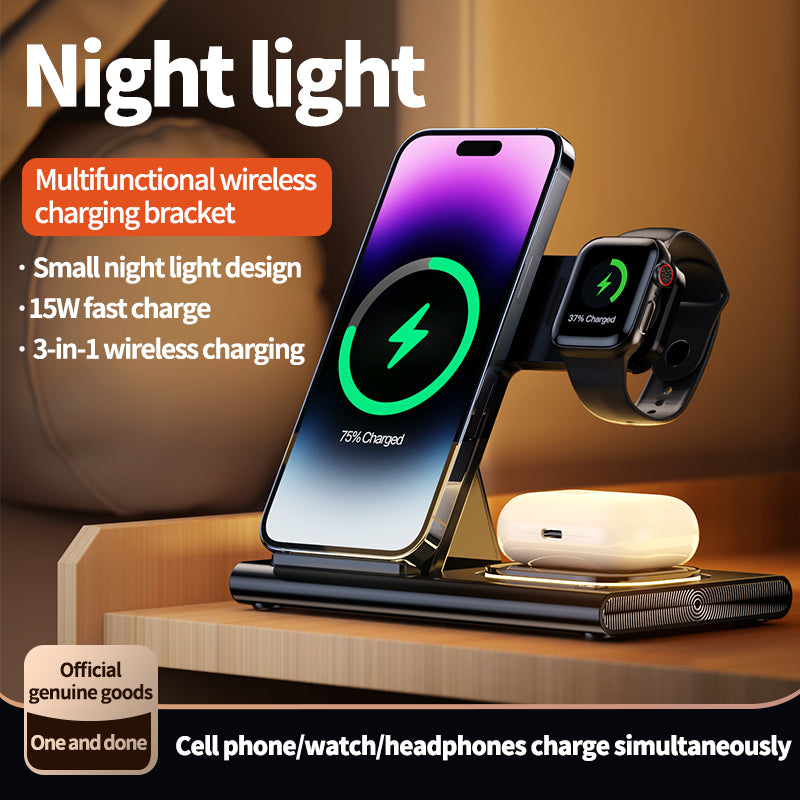 15w 3 in 1 Magnetic Wireless Charger Stand Pad for Smartphones, Apple iPhone, Samsung, iOS & Android Airpods Fast Charging Station