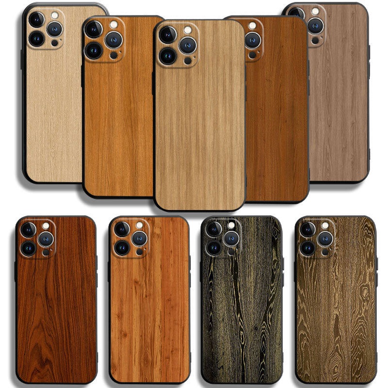 Premium Handyhülle, Abdeckung Braune glatte Holzmaserung Metallic Fall schwarz Phone 15/13/11/14 Pro Max/12/X/XS/8/7 Plus/XR