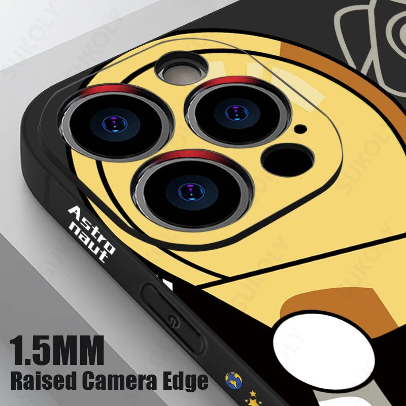 Étui iPhone Lanyard astronaute de haute qualité | Étui MagSafe avec housse de protection pour appareil photo | Coque blindée avec pare-chocs en silicone souple comme coque pour téléphone portable Apple iPhone 15/14/13/12 Pro Max Plus