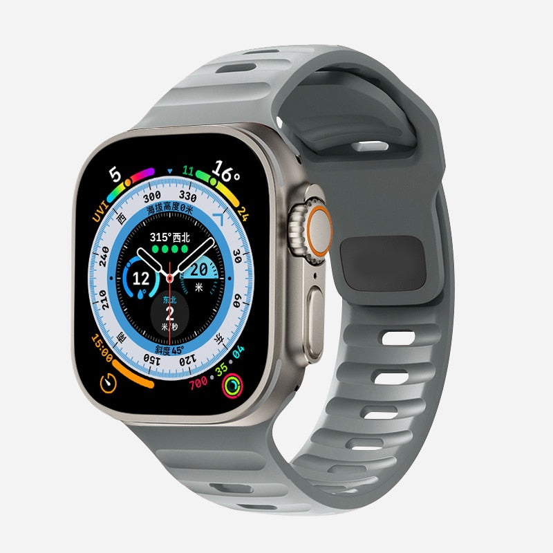 Premium Weiches Silikonarmband für Apple Watch | Elegant, Langlebig & Perfektes Sportarmband für jede Größe (49mm-38mm)