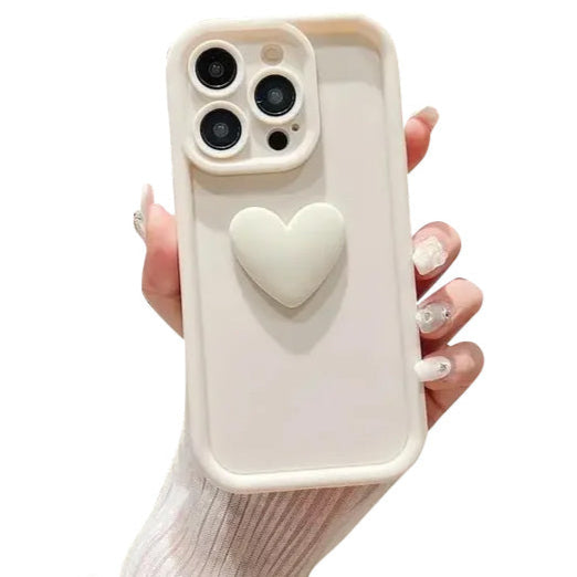 High-Quality Cute 3D Love Heart Design Silicone iPhone Case | MagSafe Case with Camera Lens Protector for Apple iPhone 16/15/14/13/12 Pro Max Plus Mini Cover | Heavy Duty, Bumper Cover Phone Case | Silicone Soft Cover Protective Case