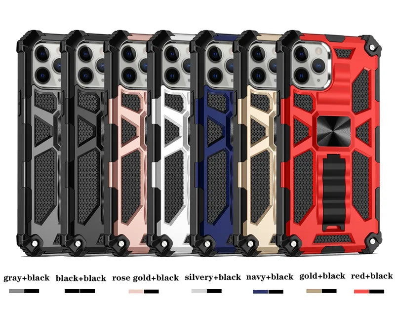 Coque iPhone armure militaire hybride de haute qualité MagSafe Case pour Apple iPhone 15/14/13/12 Pro Max Plus avec support intégré, coque camouflage, protection complète de l'appareil photo et protection d'écran