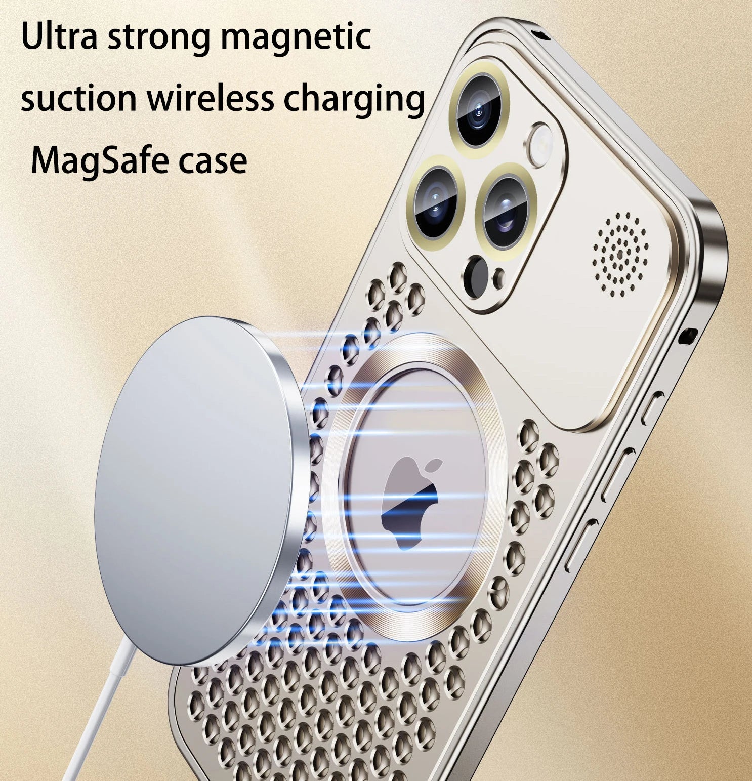 Luxury Aluminum Cover iPhone Case Magnetic Heat Dissipation | MagSafe Case, Galvanized Metal Frame, Magnifying Glass Lens for Camera Protection for Apple iPhone 16/16e, 15, 14, 13, 12 Pro Max, Pro, Plus & Mini Cover | Armor Case, High-Quality Phone Cover