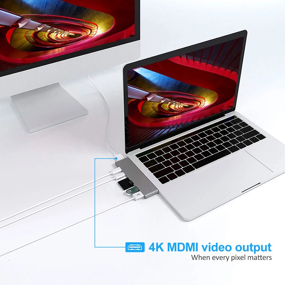 Premium USB 3.1 Typ-C Hub zu HDMI Adapter 4k Thunderbolt 3 USB C Hub 3.0 | MacBook Air Pro M3 M2 M1 Chip Erweitern Sie Ihre