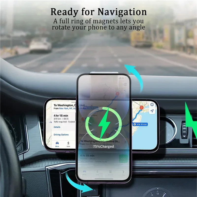 Chargeur sans fil magnétique de voiture 30W de haute qualité avec support de téléphone pour Apple iPhone 15, 14,13, 12 Pro Max Plus Mini | Station de recharge rapide et support voiture