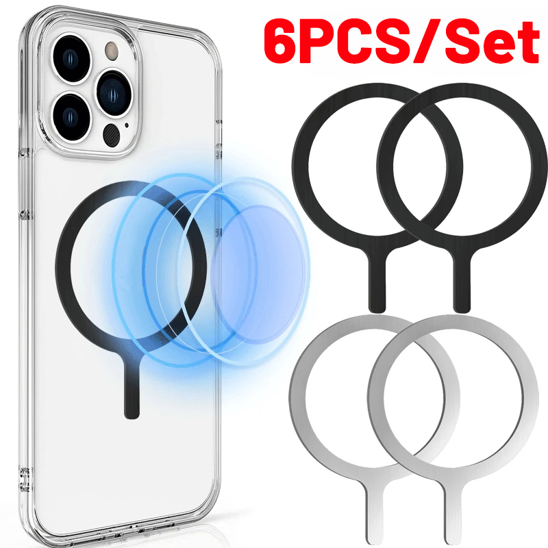 Chargeur sans fil à plaque métallique compatible MagSafe de qualité supérieure | Apple iPhone 15/14/13/12 Pro Max Plus : Lot de 4 accessoires de chargeur rapide magnétique