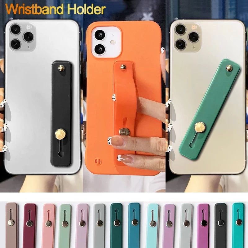 Premium Transparent Candy-Color For Apple iPhone 16/15/14/13/12 Pro Max Plus Mini Case | Wrist Strap Phone Holder Clear Soft-Silicone Apple iPhone Case
