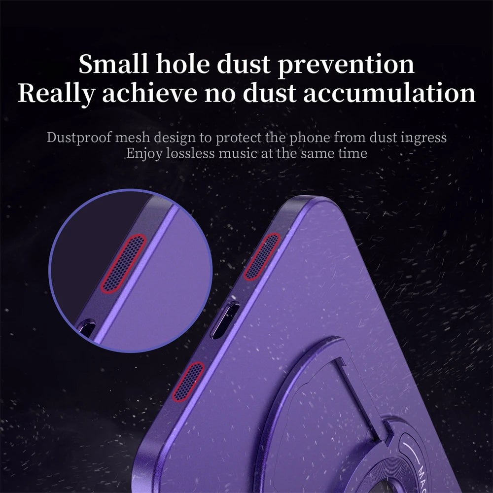 Étui Apple iPhone en métal magnétique | Protection supérieure antichoc de qualité supérieure – Luxe fin mat avec protection d'objectif en verre pour appareil photo, support et couvercle de support de main.