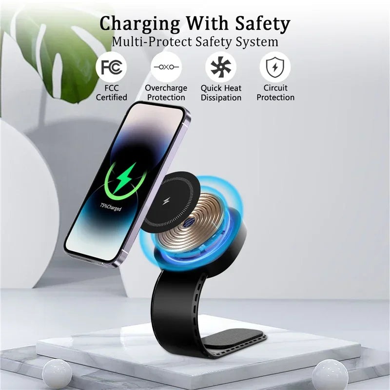 Chargeur sans fil magnétique de voiture 30W de haute qualité avec support de téléphone pour Apple iPhone 15, 14,13, 12 Pro Max Plus Mini | Station de recharge rapide et support voiture