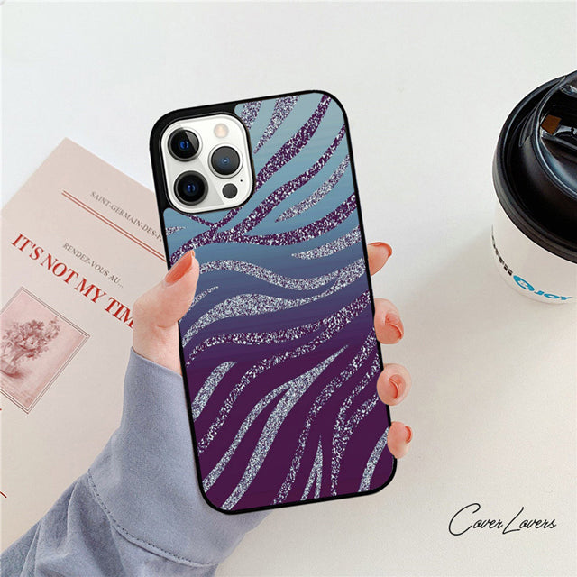 Premium Zebra Pattern Glitter iPhone Case | MagSafe Case with 360-Degree Protection & Camera Lens Cover for Apple iPhone 16/16e, 15, 14, 13, 12 Pro Max, Pro, Plus & Mini Cover | Armor Case & Bumper Cover Phone Case | High-Quality Protective Cover