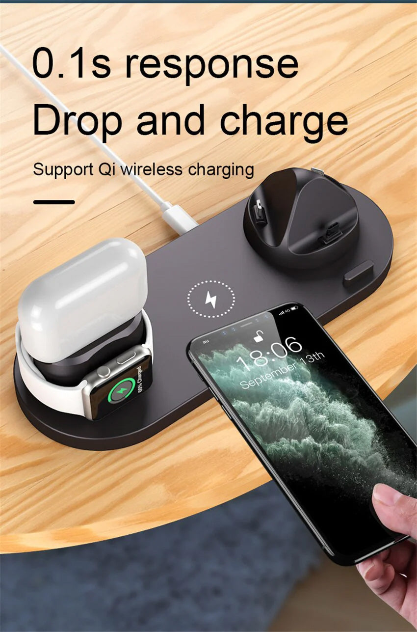 Station de charge 7 en 1 Chargeur sans fil rapide | Station de recharge rapide Apple iPhone, Watch, AirPods, Samsung, Android station de recharge chargeur rapide