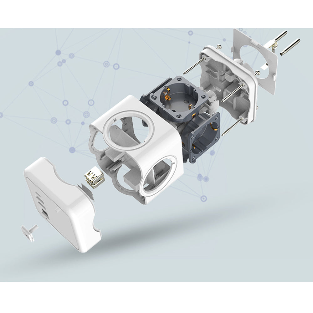 Multiprise premium : 4 prises AC, 3 ports USB, 1 multiprise Type-C avec câble tressé 2m/3m et interrupteur pour la maison