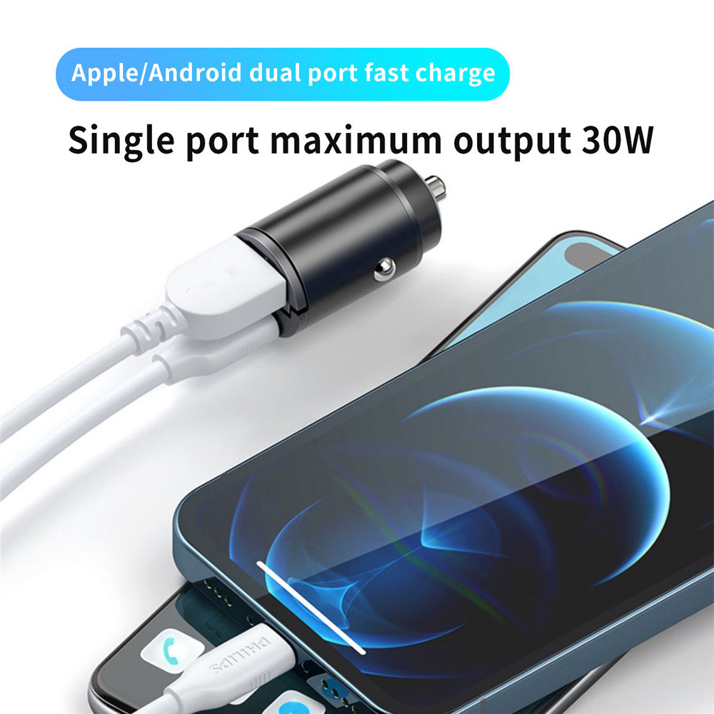 Mini chargeur de voiture 200 W de haute qualité avec fonction de charge rapide pour Apple iPhone 15 14 13 12 11 Pro Max Plus Mini, Android, Xiaomi, Samsung, Huawei | QC 3.0 PD, chargeur de téléphone de voiture USB Type C