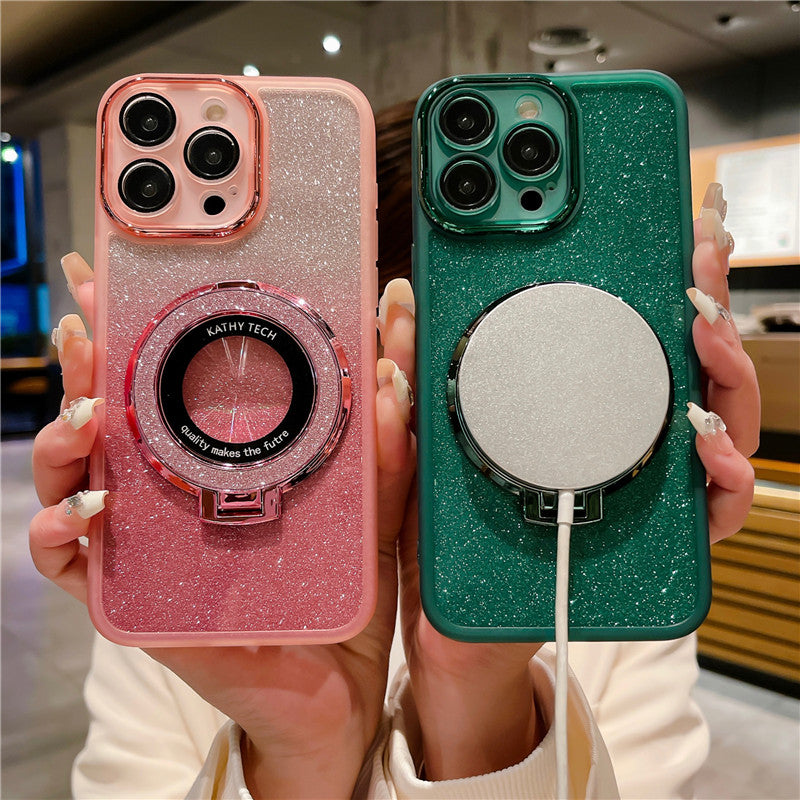 Étui Apple iPhone en métal magnétique | Protection supérieure antichoc de qualité supérieure – Luxe fin mat avec protection d'objectif en verre pour appareil photo, support et couvercle de support de main.