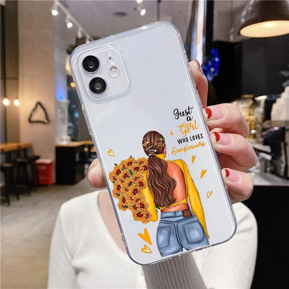 Coque iPhone de conception de fille à la mode de luxe | Étui MagSafe avec protection complète et protection d'objectif d'appareil photo pour Apple iPhone 15/14/13/12 Pro Max, Plus, Mini Cover | Coque de téléphone antichoc avec poche blindée et pare-chocs